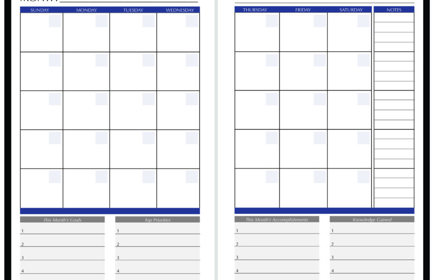 weekly and monthly planners