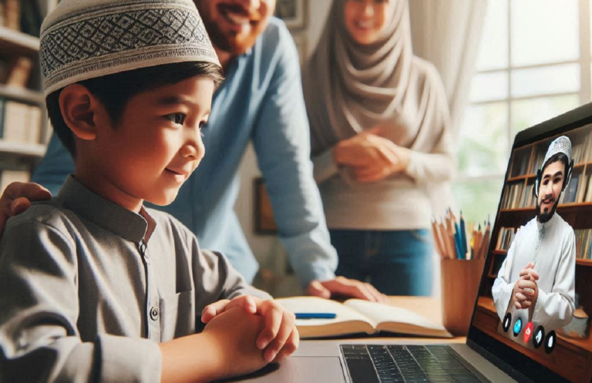 parents motivated child to learn online quran